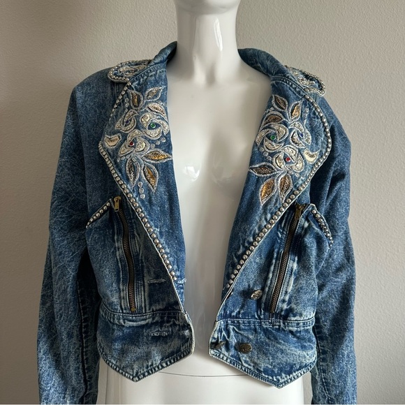 Jackets & Blazers - Baumholle 80’s 90’s Vintage  woman’s embroidered denim jacket